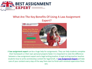 What Are The Key Benefits Of Using A Law Assignment Expert.