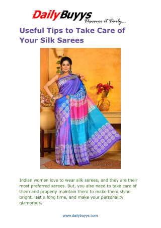 Useful Tips to Take Care of Your Silk Sarees