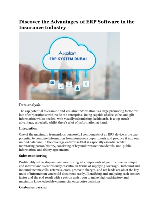 Discover the Advantages of ERP Software in the Insurance Industry