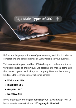 4 Main Types of SEO