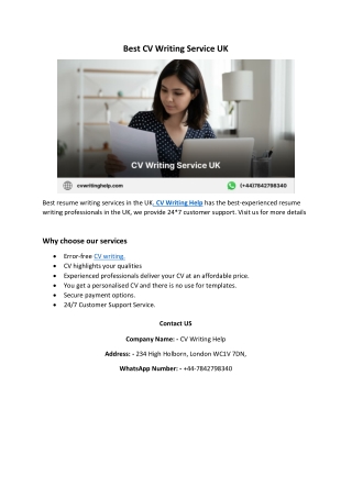 Best CV Writing Service UK