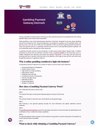 Gambling Payment Gateway Denmark