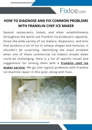 How To Diagnose And Fix Common Problems With Franklin Chef Ice Maker