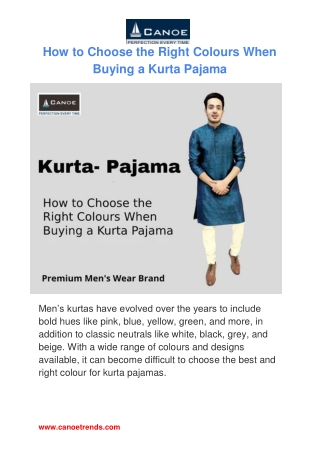 How to Choose the Right Colours When Buying a Kurta Pajama