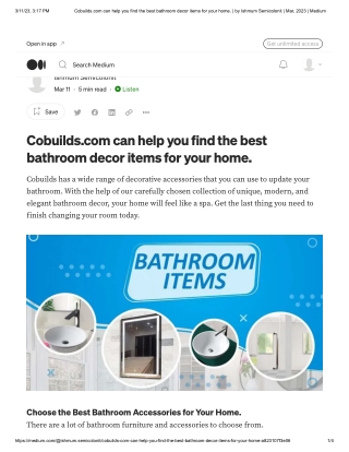 Cobuilds.com can help you find the best bathroom decor items for your home. _ by Ishmum Semicolonit _ Mar, 2023 _ Medium