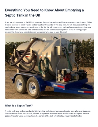 Everything You Need to Know About Emptying a Septic Tank in the UK