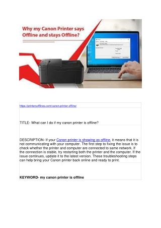 What can I do if my canon printer is offline?
