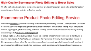 Ecommerce Product Photo Editing Service