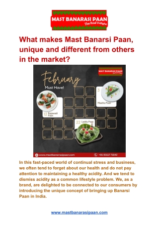 What makes Mast Banarsi Paan, unique and different from others in the market