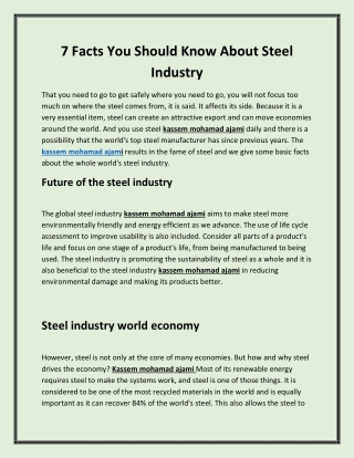 7 Facts You Should Know About steel industry