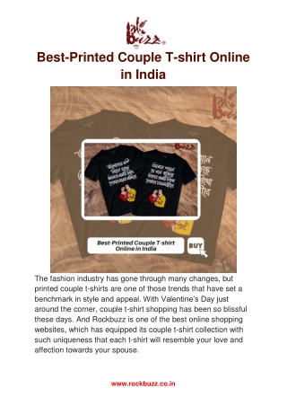 Best-Printed Couple T-shirt Online in India