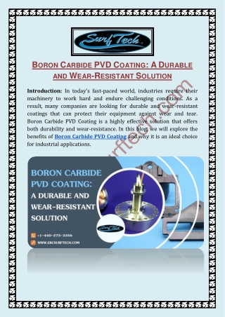 Boron Carbide PVD Coating - A Durable and Wear-Resistant Solution