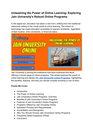 Unleashing the Power of Online Learning_ Exploring Jain University's Robust Online Programs