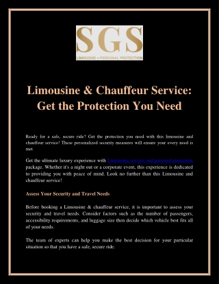 Limousine & Chauffeur Service - Swiss General Services GmbH