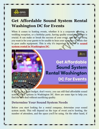 Get Affordable Sound System Rental Washington DC for Events