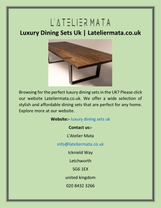 Luxury Dining Sets Uk  Lateliermata.co.uk