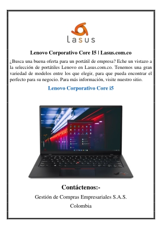 Lenovo Corporativo Core I5 ​​| Lasus.com.co