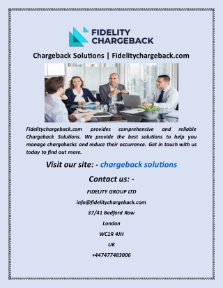 Chargeback Solutions  Fidelitychargeback com