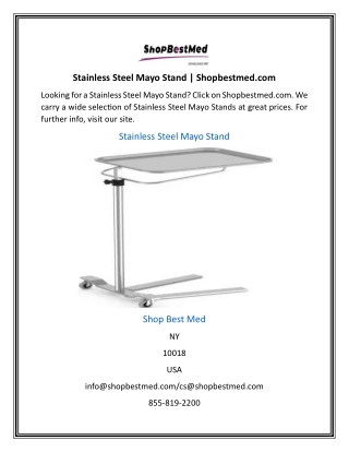 Stainless Steel Mayo Stand | Shopbestmed.com