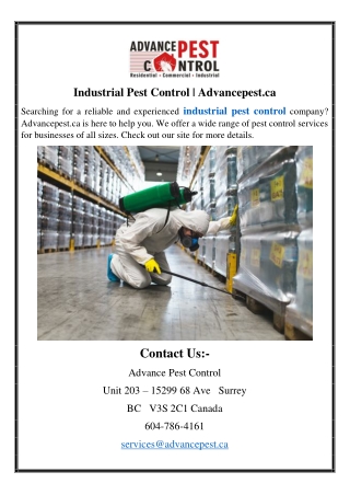 Industrial Pest Control | Advancepest.ca