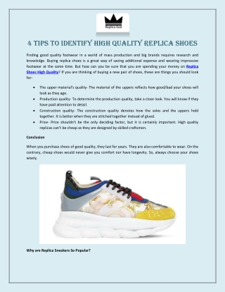 4 Tips to Identify High Quality Replica Shoes