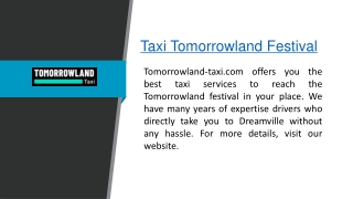 Taxi Tomorrowland Festival  Tomorrowland-taxi.com