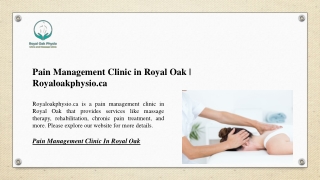 Pain Management Clinic in Royal Oak | Royaloakphysio.ca