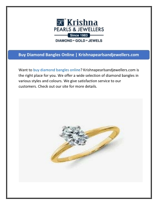 Buy Diamond Bangles Online | Krishnapearlsandjewellers.com