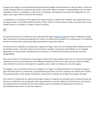 ¿Qué servicios de cerrajería cubre el seguro del hogar?