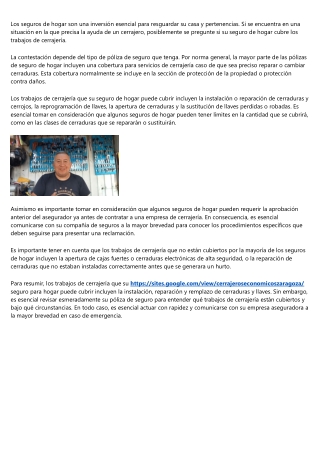 ¿Qué servicios de cerrajería cubre el seguro del hogar?