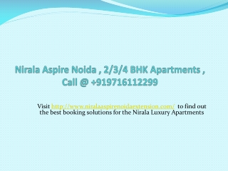 Nirala Aspire Noida Apartments , Call @ +919716112299