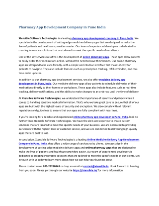Pharmacy App Development Company in Pune India