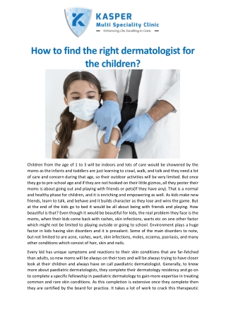 How to find the right dermatologist for the children