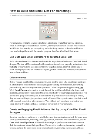 How To Build And Email List For Marketing