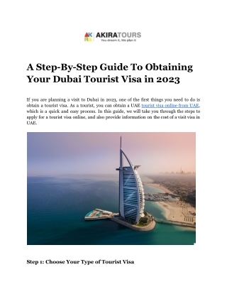 A Step-By-Step Guide To Obtaining Your Dubai Tourist Visa in 2023