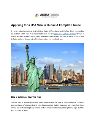 Applying for a USA Visa in Dubai: A Complete Guide