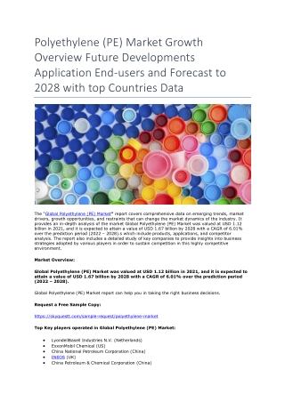 Polyethylene (PE) Market Growth Overview Future Developments Application