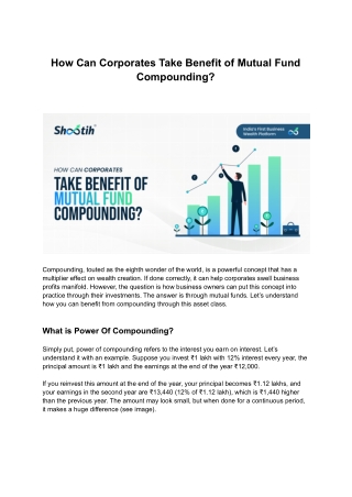 How Can Corporates Take Benefit of Mutual Fund Compounding?