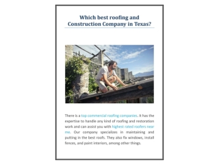 Which best roofing and construction company in Texas