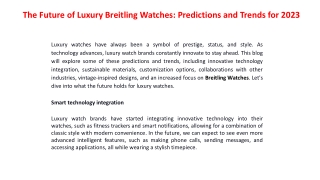 The Future of Luxury Breitling Watches Predictions and Trends for 2023