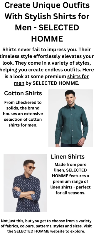 Create Unique Outfits With Stylish Shirts for Men - SELECTED HOMME