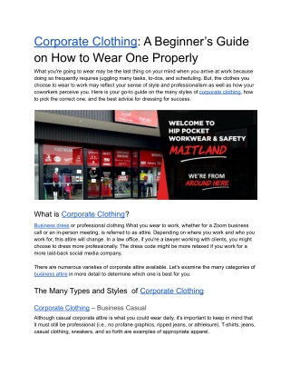 Corporate Clothing - A Beginner’s Guide on How to Wear One Properly