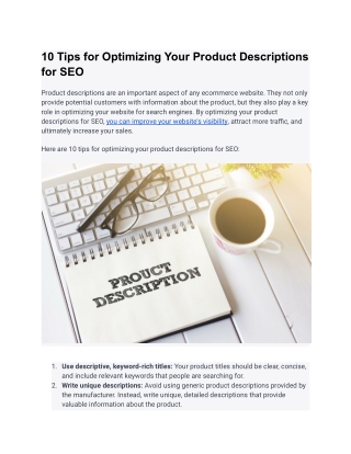 10 Tips for Optimizing Your Product Descriptions for SEO