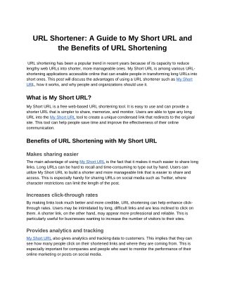 A Guide to My Short URL and the Benefits of URL Shortening