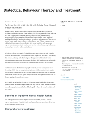 Exploring Inpatient Mental Health Rehab_ Benefits and Treatment Options