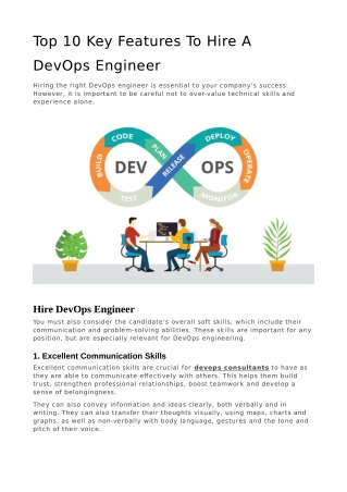 Top 10 Key Features To Hire A DevOps Engineer