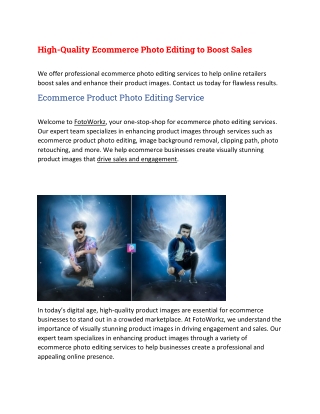 High-Quality Ecommerce Photo Editing to Boost Sales