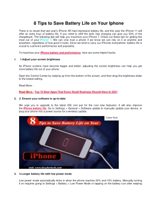 8 Tips To Save Battery Life On Your Iphone