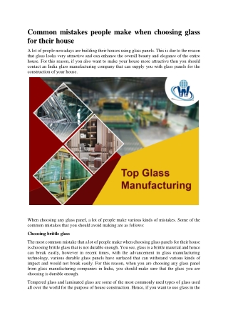 Common mistakes people make when choosing glass for their house