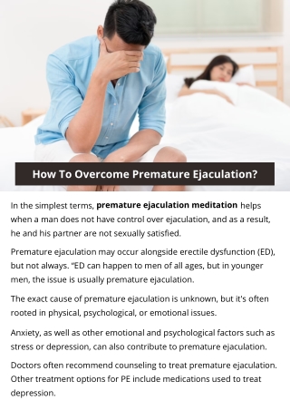 How To Overcome Premature Ejaculation